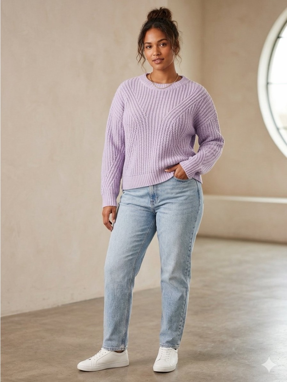 A New Day Lilac Cable Knit Sweater